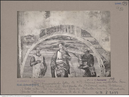 Vorderseite von Bibliotheca Hertziana [https://www.deutsche-digitale-bibliothek.de/content/lizenzen/rv-fz/] Heilige Lucia, umgeben von den heiligen Apollonia und Barbara - Teilansicht, bh069792_recto. Foto: Sansaini, Renato.