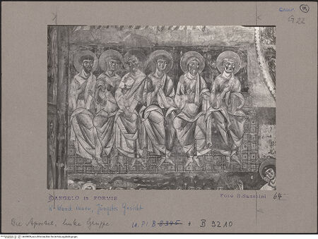 Vorderseite von Bibliotheca Hertziana [https://www.deutsche-digitale-bibliothek.de/content/lizenzen/rv-fz/] Jüngstes GerichtApostel zu Seiten der unteren Hälfte der Mandorla - Detail: linke Gruppe, bh069809_recto. Foto: Sansaini, Renato.