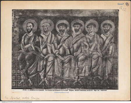 Vorderseite von Alinari [https://www.deutsche-digitale-bibliothek.de/content/lizenzen/rv-ez/] Jüngstes GerichtApostel zu Seiten der unteren Hälfte der Mandorla - Detail: rechte Gruppe, bh069810_recto. Foto: Anderson, Domenico.