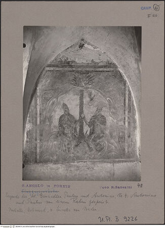 Vorderseite von Bibliotheca Hertziana [https://www.deutsche-digitale-bibliothek.de/content/lizenzen/rv-fz/] Vier Szenen aus dem Leben der heiligen Einsiedler Antonius Abbas und PaulusDrittes Joch: Antonius und Paulus werden von einem Raben gespeist - Gesamtansicht, bh069815_recto. Foto: Sansaini, Renato.