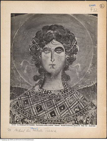 Vorderseite von Alinari [https://www.deutsche-digitale-bibliothek.de/content/lizenzen/rv-ez/] PortalUntere Lünette: Erzengel Michael als Halbfigur - Detail: Kopf und Schultern des Erzengels, bh069827_recto. Foto: Anderson, Domenico.