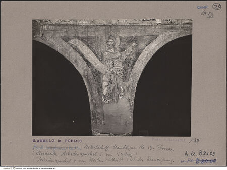 Vorderseite von Bibliotheca Hertziana [https://www.deutsche-digitale-bibliothek.de/content/lizenzen/rv-fz/] Szenen aus dem Neuen Testament und ProphetenNordwand: Szenen aus dem Leben Christi und ProphetenArkadenzwickel mit der Darstellung von einer Sibylle, ganzfigurigen Propheten und KönigenProphet Hosea - Gesamtansicht, bh069838_recto. Foto: Sansaini, Renato.