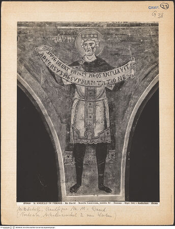 Vorderseite von Alinari [https://www.deutsche-digitale-bibliothek.de/content/lizenzen/rv-ez/] Szenen aus dem Neuen Testament und ProphetenNordwand: Szenen aus dem Leben Christi und ProphetenArkadenzwickel mit der Darstellung von einer Sibylle, ganzfigurigen Propheten und KönigenKönig David in normannischer Manier gekleidet - Gesamtansicht, bh069840_recto. Foto: Anderson, Domenico.