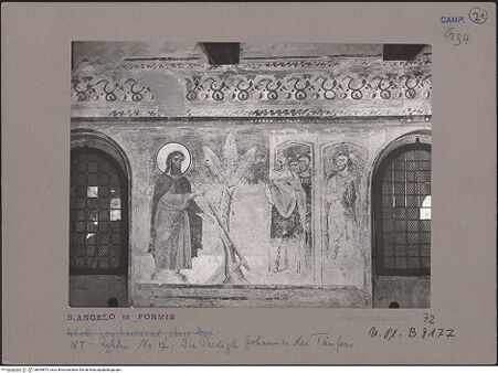 Vorderseite von Bibliotheca Hertziana [https://www.deutsche-digitale-bibliothek.de/content/lizenzen/rv-fz/] Szenen aus dem Neuen Testament und ProphetenNordwand: Szenen aus dem Leben Christi und ProphetenOberes Register: Szenen aus der Kindheit Jesu bis zu den VersuchungenJohannes der Täufer predigt - Gesamtansicht, bh069873_recto. Foto: Sansaini, Renato.