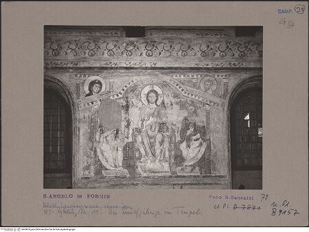 Vorderseite von Bibliotheca Hertziana [https://www.deutsche-digitale-bibliothek.de/content/lizenzen/rv-fz/] Szenen aus dem Neuen Testament und ProphetenNordwand: Szenen aus dem Leben Christi und ProphetenOberes Register: Szenen aus der Kindheit Jesu bis zu den VersuchungenChristus disputiert mit den Schriftgelehrten im Tempel - Gesamtansicht, bh069874_recto. Foto: Sansaini, Renato.