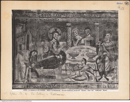 Vorderseite von Alinari [https://www.deutsche-digitale-bibliothek.de/content/lizenzen/rv-ez/] Szenen aus dem Neuen Testament und ProphetenSüdwand: Szenen aus dem Leben Christi und ProphetenUnteres Register: Lehrtätigkeit Christi und Beginn der PassionSalbung in Bethanien - Gesamtansicht, bh069902_recto. Foto: Anderson, Domenico.