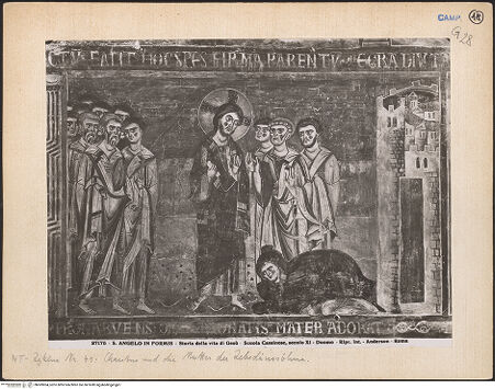 Vorderseite von Alinari [https://www.deutsche-digitale-bibliothek.de/content/lizenzen/rv-ez/] Szenen aus dem Neuen Testament und ProphetenSüdwand: Szenen aus dem Leben Christi und ProphetenUnteres Register: Lehrtätigkeit Christi und Beginn der PassionMutter der Zebedäussöhne zu Füßen Jesu - Gesamtansicht, bh069904_recto. Foto: Anderson, Domenico.