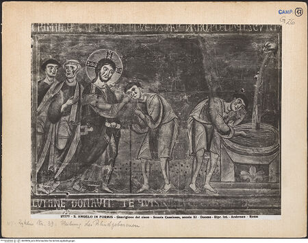 Vorderseite von Alinari [https://www.deutsche-digitale-bibliothek.de/content/lizenzen/rv-ez/] Szenen aus dem Neuen Testament und ProphetenSüdwand: Szenen aus dem Leben Christi und ProphetenUnteres Register: Lehrtätigkeit Christi und Beginn der PassionHeilung des Blindgeborenen - Gesamtansicht, bh069906_recto. Foto: Anderson, Domenico.