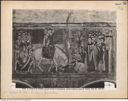 Vorderseite von Alinari [https://www.deutsche-digitale-bibliothek.de/content/lizenzen/rv-ez/] Szenen aus dem Neuen Testament und ProphetenSüdwand: Szenen aus dem Leben Christi und ProphetenUnteres Register: Lehrtätigkeit Christi und Beginn der PassionEinzug in Jerusalem - Gesamtansicht, bh069920_recto. Foto: Anderson, Domenico.