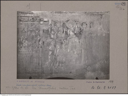 Vorderseite von Bibliotheca Hertziana [https://www.deutsche-digitale-bibliothek.de/content/lizenzen/rv-fz/] Szenen aus dem Neuen Testament und ProphetenNordwand: Szenen aus dem Leben Christi und ProphetenUnteres Register: Passion und Erscheinungen ChristiHimmelfahrt Christi - Der Engel spricht zu den Jüngern, bh069922_recto. Foto: Sansaini, Renato.