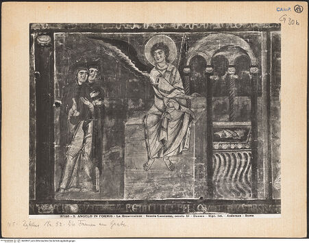 Vorderseite von Alinari [https://www.deutsche-digitale-bibliothek.de/content/lizenzen/rv-ez/] Szenen aus dem Neuen Testament und ProphetenNordwand: Szenen aus dem Leben Christi und ProphetenUnteres Register: Passion und Erscheinungen ChristiDie frommen Frauen am Grab - Gesamtansicht, bh069927_recto. Foto: Anderson, Domenico.