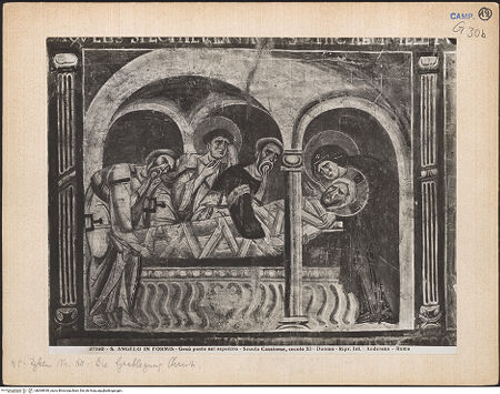 Vorderseite von Alinari [https://www.deutsche-digitale-bibliothek.de/content/lizenzen/rv-ez/] Szenen aus dem Neuen Testament und ProphetenNordwand: Szenen aus dem Leben Christi und ProphetenUnteres Register: Passion und Erscheinungen ChristiGrablegung - Gesamtansicht, bh069930_recto. Foto: Anderson, Domenico.