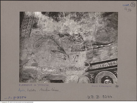 Vorderseite von Bibliotheca Hertziana [https://www.deutsche-digitale-bibliothek.de/content/lizenzen/rv-fz/] Majestas Domini mit Evangelistensymbolen, Erzengeln, Stifter und HeiligemApsiskalotte: Thronender Christus, umgeben von Evangelistensymbolen - Markuslöwe, bh069970_recto. Foto: Sansaini, Renato.