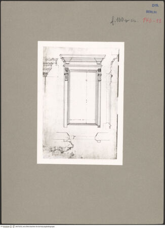 Vorderseite von Kunstbibliothek [https://www.deutsche-digitale-bibliothek.de/content/lizenzen/rv-ez/] Codex Destailleur DPalazzo Farnese: Fensterrahmen mit Details - , bh070253_recto. Foto.