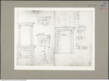 Vorderseite von Kunstbibliothek [https://www.deutsche-digitale-bibliothek.de/content/lizenzen/rv-ez/] Codex Destailleur DPalazzo Farnese: Details von Fensterrahmen und Portal - , bh070254_recto. Foto.