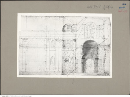 Vorderseite von Kunstbibliothek [https://www.deutsche-digitale-bibliothek.de/content/lizenzen/rv-ez/] Codex Destailleur DSt. Peter: Kreuzarm mit Umgang - , bh070272_recto. Foto.