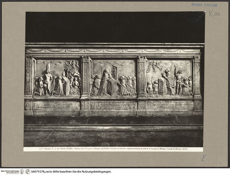 Vorderseite von Alinari [https://www.deutsche-digitale-bibliothek.de/content/lizenzen/rv-ez/] Antependium mit Szenen aus dem Leben des Heiligen Gregorius Magno - Gesamtansicht der drei Reliefs, bh071078_recto. Foto.