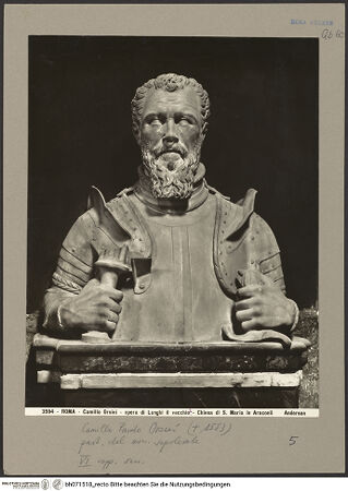 Vorderseite von Alinari [https://www.deutsche-digitale-bibliothek.de/content/lizenzen/rv-ez/] Grabmal von Camillo Orsini - Detail: Porträtbüste, bh071518_recto. Foto.