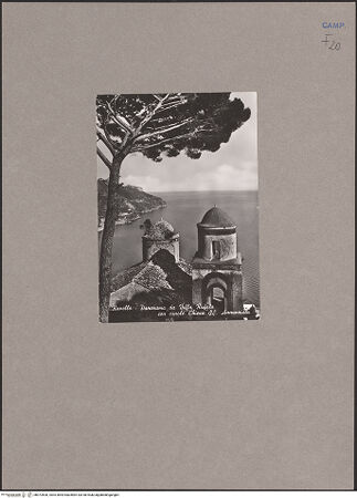 Vorderseite von Edizione Carlo Cicalese [https://www.deutsche-digitale-bibliothek.de/content/lizenzen/rv-ez/] Santissima Annunziata - Teilansicht von Villa Rufolo (von Westen), bh072600_recto. 
      .