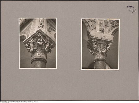 Vorderseite von Giess, Hildegard [https://www.deutsche-digitale-bibliothek.de/content/lizenzen/rv-ez/] Säulen und BasenKapitell mit Figuren und Tieren - Kapitell 1: Seitenansicht, bh073307_bh073309_recto. Foto: Giess, Hildegard.