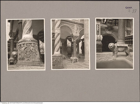 Vorderseite von Giess, Hildegard [https://www.deutsche-digitale-bibliothek.de/content/lizenzen/rv-fz/] Säulen und BasenNach links gewandter Löwe - Gesamtansicht, bh073310_bh073308_bh073311_recto. Foto: Giess, Hildegard.