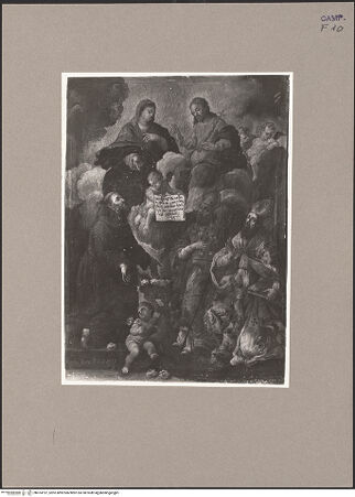 Vorderseite von Sopr. BAS NA [https://www.deutsche-digitale-bibliothek.de/content/lizenzen/rv-ez/] Maria Mediatrix und Christus mit den heiligen Franziskus, Augustinus und Nikolaus - Gesamtansicht, bh074197_recto. Foto.