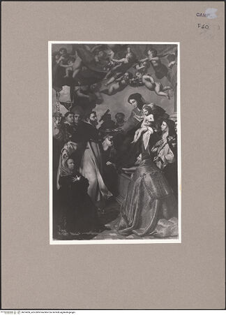 Vorderseite von Sopr. BAS NA [https://www.deutsche-digitale-bibliothek.de/content/lizenzen/rv-ez/] Rosenkranzmadonna, heiligen und Stifter - Gesamtansicht, bh074286_recto. Foto.