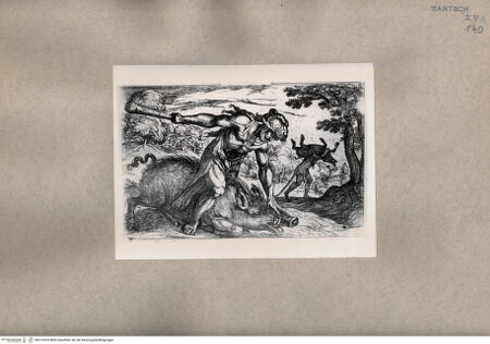 Vorderseite von  [http://creativecommons.org/publicdomain/mark/1.0/] Herkules und das Wildschwein - , bh075329. Foto.