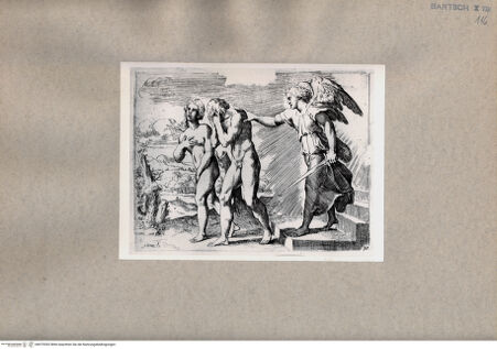 Vorderseite von  [http://creativecommons.org/publicdomain/mark/1.0/] Die Vertreibung von Adam und Eva aus dem Paradies - , bh075392. Foto.