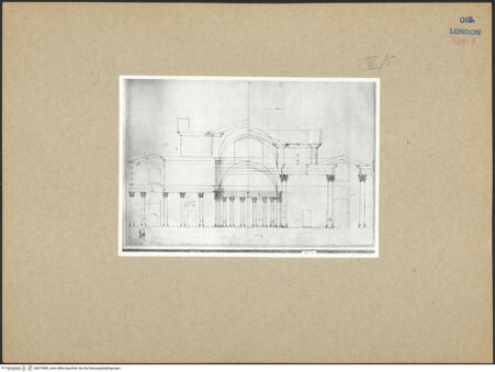 Vorderseite von ICCD [https://www.deutsche-digitale-bibliothek.de/content/lizenzen/rv-ez/] Rom, Nerothermen, Teilaufriss und Schnitt der Südfassade, Mitte - , bh075983_recto. Foto.