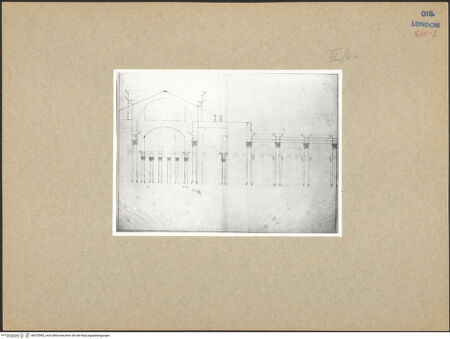 Vorderseite von ICCD [https://www.deutsche-digitale-bibliothek.de/content/lizenzen/rv-ez/] Rom, Nerothermen, Längsschnitt eines Teils des rechten / nördlichen Abschnittes des Westflügels - , bh075985_recto. Foto.