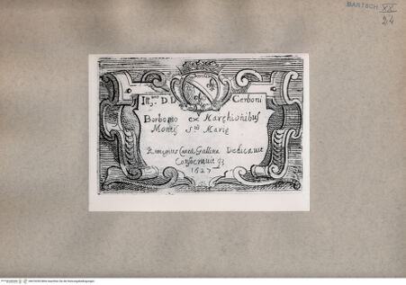 Vorderseite von  [http://creativecommons.org/publicdomain/mark/1.0/] Frontispiz - , bh076355. Foto.