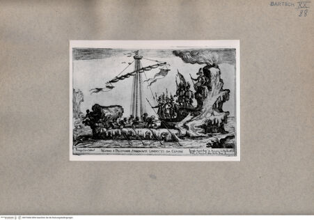 Vorderseite von  [http://creativecommons.org/publicdomain/mark/1.0/] Polyphem und Palaimon - , bh076466. Foto.