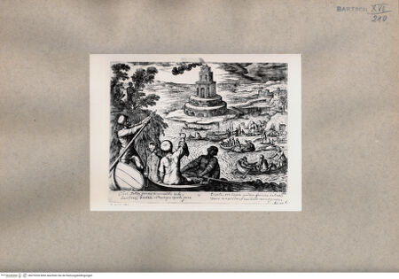 Vorderseite von  [http://creativecommons.org/publicdomain/mark/1.0/] Das Weltwunder: Der Pharos (Leuchtturm) von Alexandria - , bh076520. Foto.