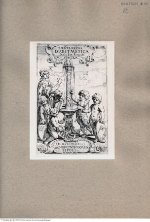 Vorderseite von  [http://creativecommons.org/publicdomain/mark/1.0/] Das Frontispiz für ein Werk B. Fontanellis - , bh076523. Foto.