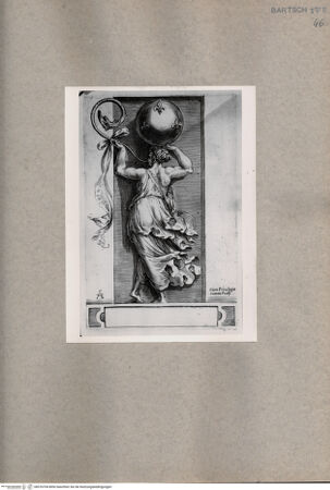 Vorderseite von  [http://creativecommons.org/publicdomain/mark/1.0/] Figur mit Trompete und dem Wappen der Medici - , bh076704. Foto.