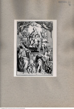 Vorderseite von  [http://creativecommons.org/publicdomain/mark/1.0/] Madonna mit Kind und Heiligen - , bh076895. Foto.