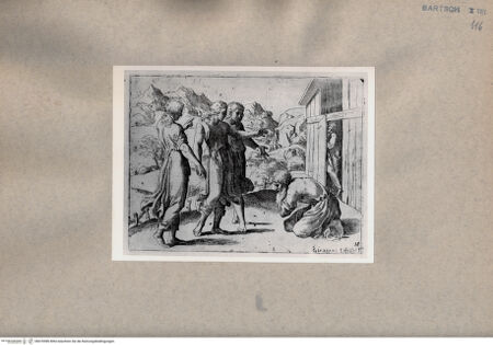 Vorderseite von  [http://creativecommons.org/publicdomain/mark/1.0/] Abraham kniet vor den drei Engeln - , bh076980. Foto.