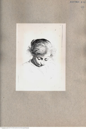 Vorderseite von  [http://creativecommons.org/publicdomain/mark/1.0/] Kopf eines jungen Mädchens - , bh077016. Foto.