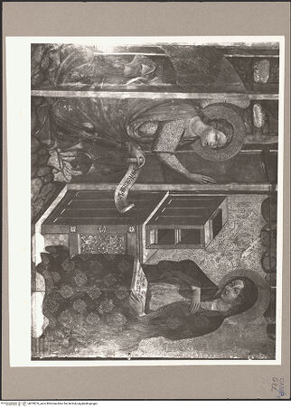 Vorderseite von ICCD [https://www.deutsche-digitale-bibliothek.de/content/lizenzen/rv-ez/] Verkündigung - Teilansicht (vor Restaurierung?), bh078276_recto. Foto.