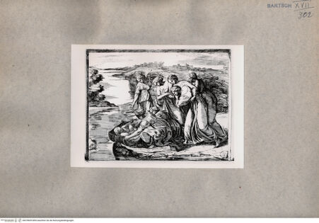 Vorderseite von  [http://creativecommons.org/publicdomain/mark/1.0/] Moses wird aus dem Wasser gerettet - , bh078609. Foto.