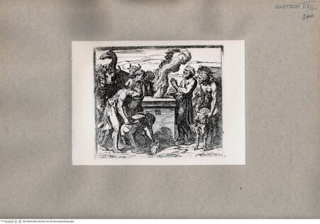 Vorderseite von  [http://creativecommons.org/publicdomain/mark/1.0/] Noah bereitet das Opfer vor - , bh078648. Foto.