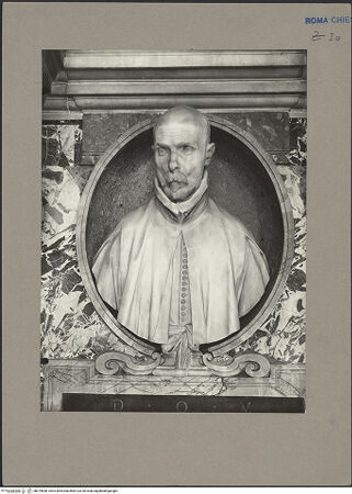 Vorderseite von Bibliotheca Hertziana [https://www.deutsche-digitale-bibliothek.de/content/lizenzen/rv-fz/] Grabmal des Pedro Foix de MontoyaBüste des Pedro Foix de Montoya - Büste von unten, bh079840_recto. Foto.