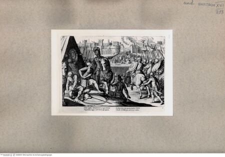 Vorderseite von  [http://creativecommons.org/publicdomain/mark/1.0/] "Milite Caesareo, Borbonius occupat heros..." - , bh080051. Foto.