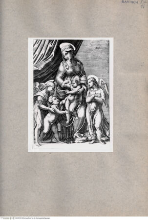 Vorderseite von  [http://creativecommons.org/publicdomain/mark/1.0/] Madonna mit Kind und Engeln - , bh080200. Foto.