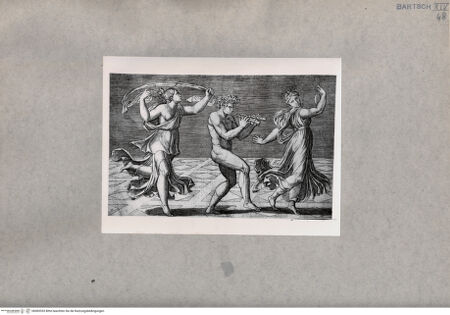 Vorderseite von  [http://creativecommons.org/publicdomain/mark/1.0/] Faun und zwei Bacchantinnen tanzend - , bh085353. Foto.