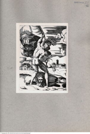 Vorderseite von  [http://creativecommons.org/publicdomain/mark/1.0/] Bannerträger und Löwe - , bh085406. Foto.