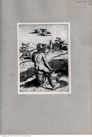 Vorderseite von  [http://creativecommons.org/publicdomain/mark/1.0/] Nackte von hinten mit einer Vase - , bh085410. Foto.