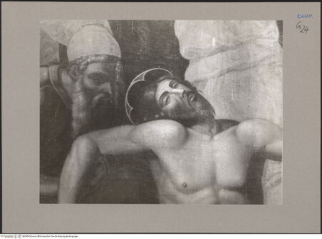 Vorderseite von Hutzel, Max [https://www.deutsche-digitale-bibliothek.de/content/lizenzen/rv-ez/] Trauer um den toten Christus - Detail: Christus und Josef von Arimathäa, bh085454_recto. Foto: Hutzel, Max.