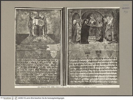 Vorderseite von Alinari [http://creativecommons.org/publicdomain/mark/1.0/] Wanddekoration mit zwei sitzenden Figuren - , bh086125_recto. Foto.